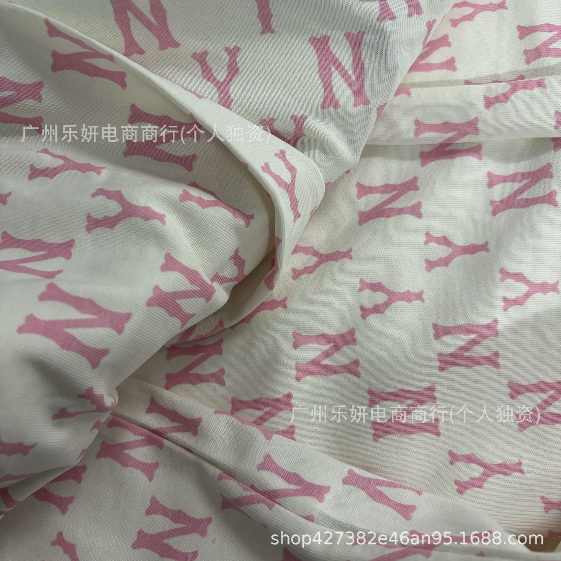 高品质NY-韩国潮牌夏季新款多色满印字母LOGO男女同款老花短袖T恤详情3