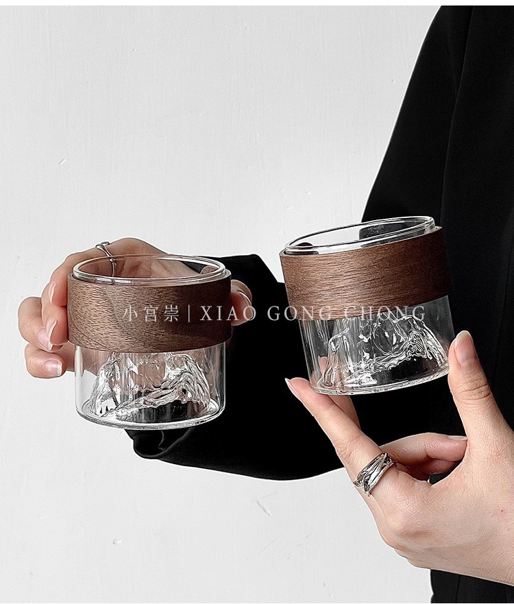 Japanese-style creative mountain-viewing glass cups, retro Chinese trend high-temperature resistant Fuji Mountain tea cups, household snow mountain cups, coffee water cups pic 16