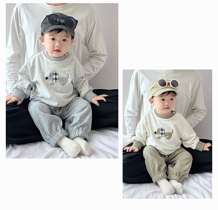 婴幼儿网红春秋套装男童小狗卫衣卫裤秋季两件套小童帅气韩版童装详情17