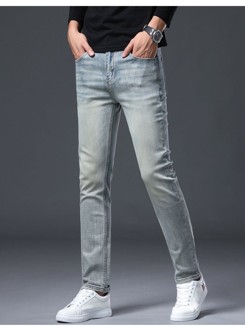 2025年秋冬季新款浅蓝色高端牛仔裤男士秋季修身百搭潮牌休闲长裤详情15