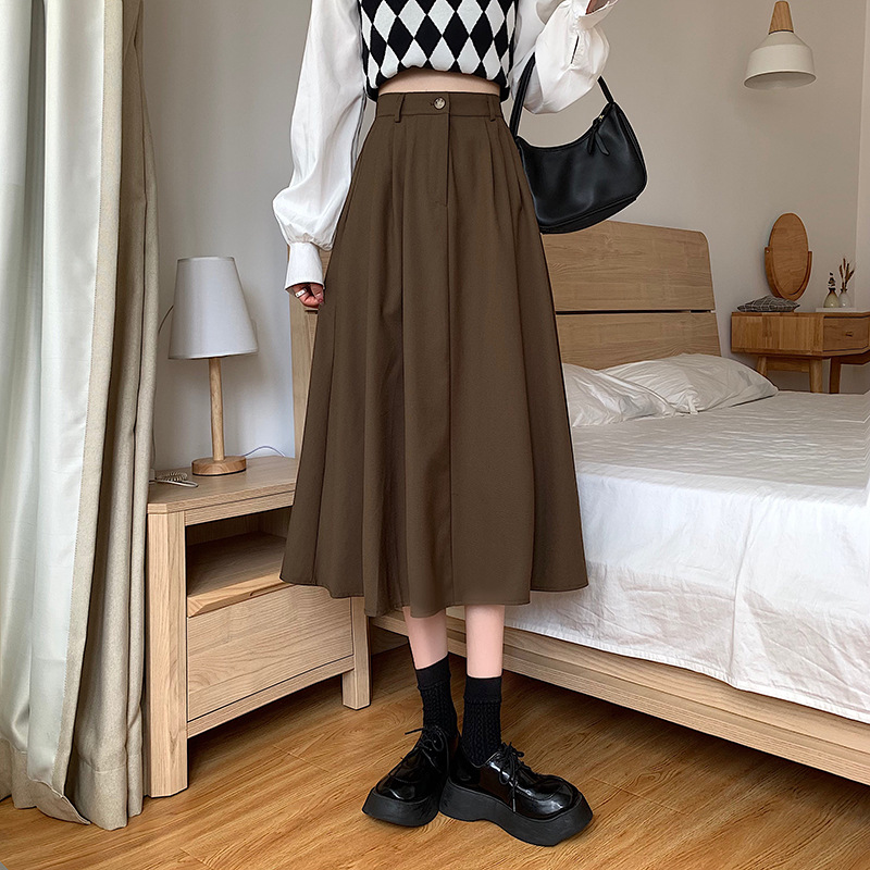 The new Korean-style slimming MIDI skirt for women in the 2022 autumn and winter season is in vogue with A large swing A-line skirt trend pic 20