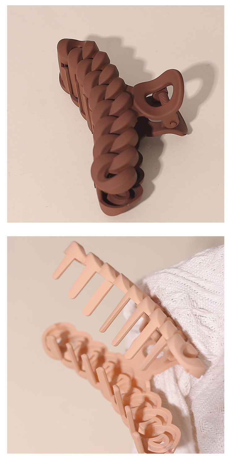 辉运新款跨境复古链条烤漆抓夹后脑勺盘发鲨鱼发夹简约彩色发爪详情11