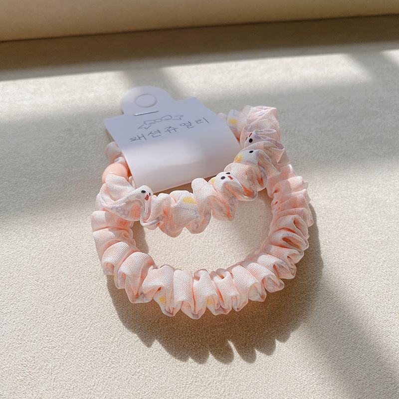 Two-piece rabbit large intestine hair tie set, fashionable and fresh cartoon hair tie combination, basic hair band for tying hair pic 6