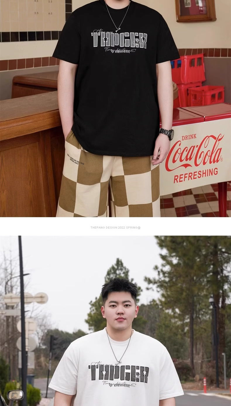 潮牌大码男装夏季新款重磅胖子宽松加肥加大纯棉套头半袖短袖T恤详情3