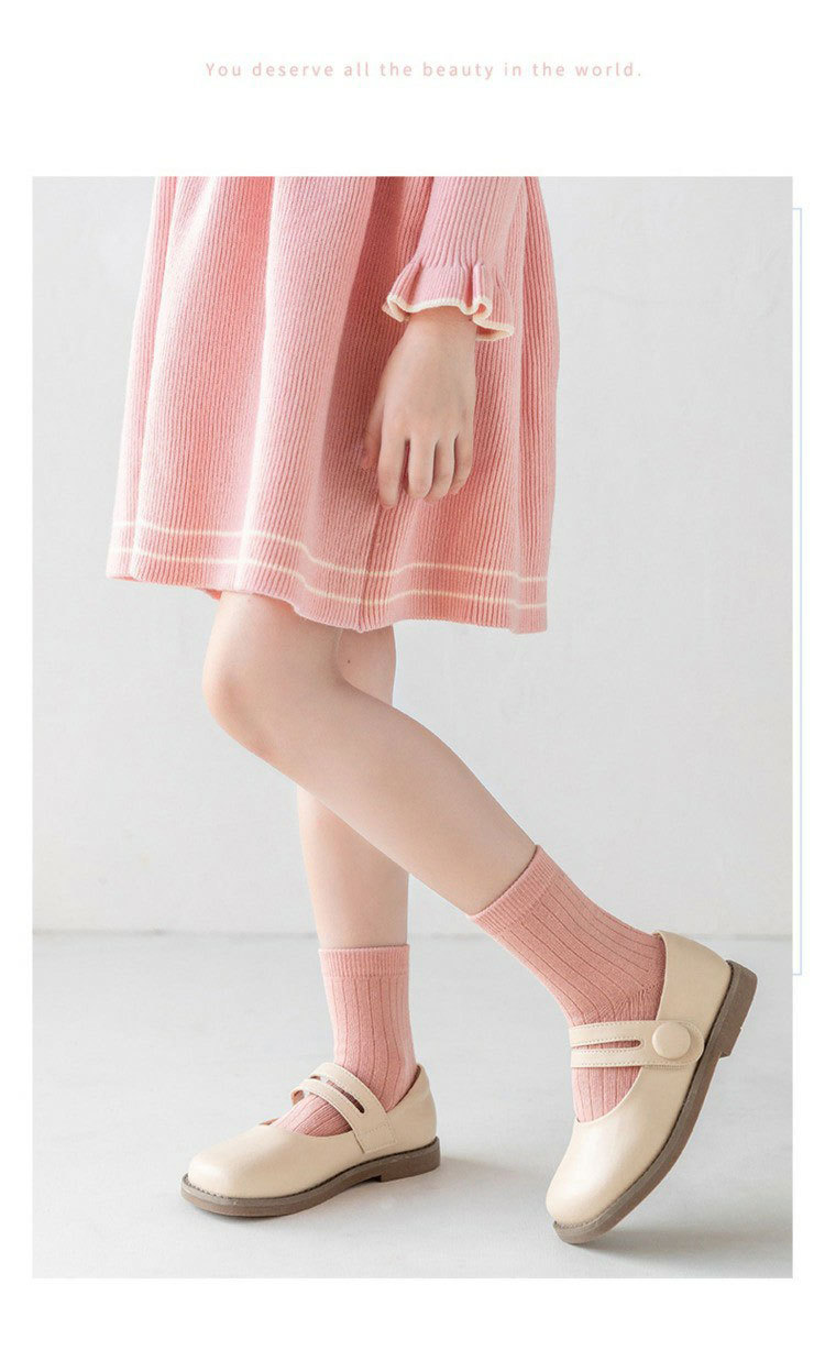 一件代发女童袜子春秋款儿童纯色中大童棉袜中筒袜女孩同色公主袜详情19