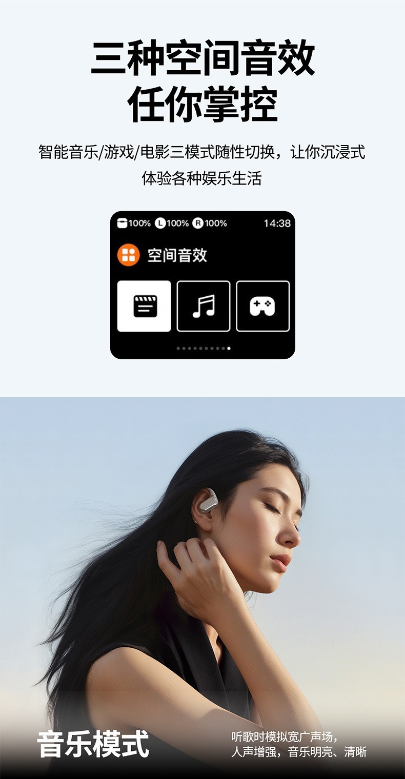 AI Intelligent Simultaneous Interpretation Q18 Bluetooth Headphones OWS over-ear multi-functional color screen Ultra-long battery Life Bluetooth headphones pic 7