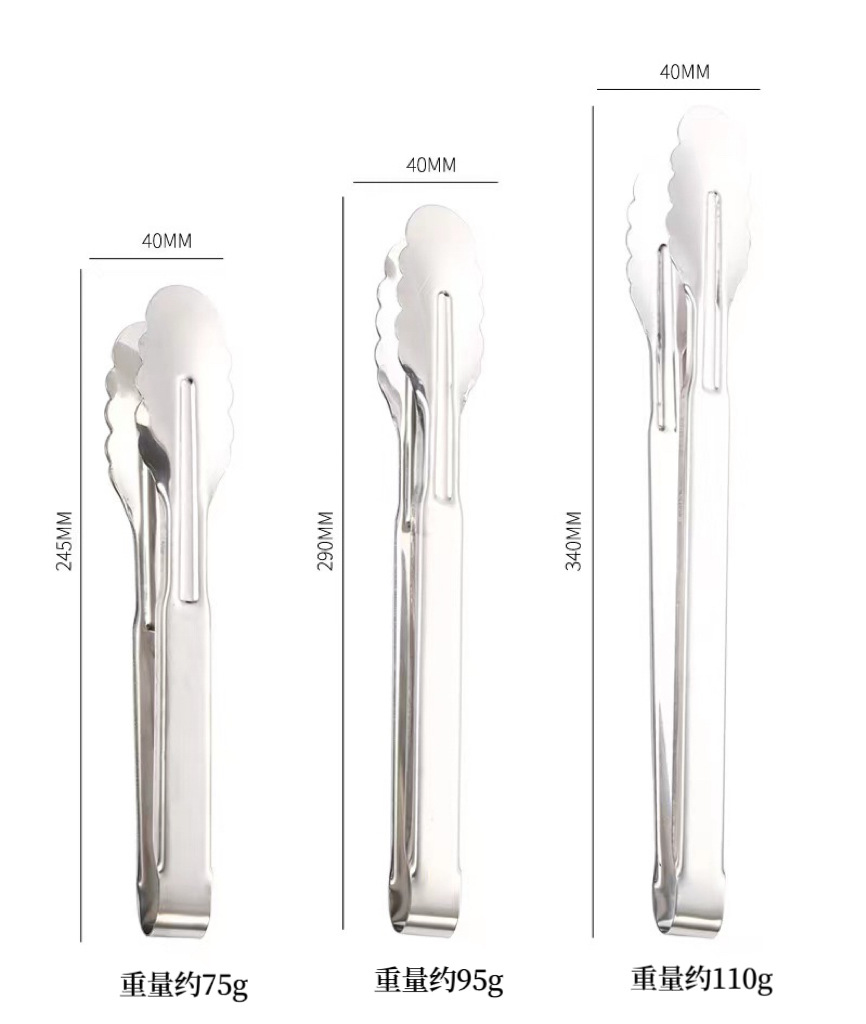 不锈钢食品夹子家用食物夹厨房餐厅烘焙面包夹多功能烤肉夹牛排夹详情8