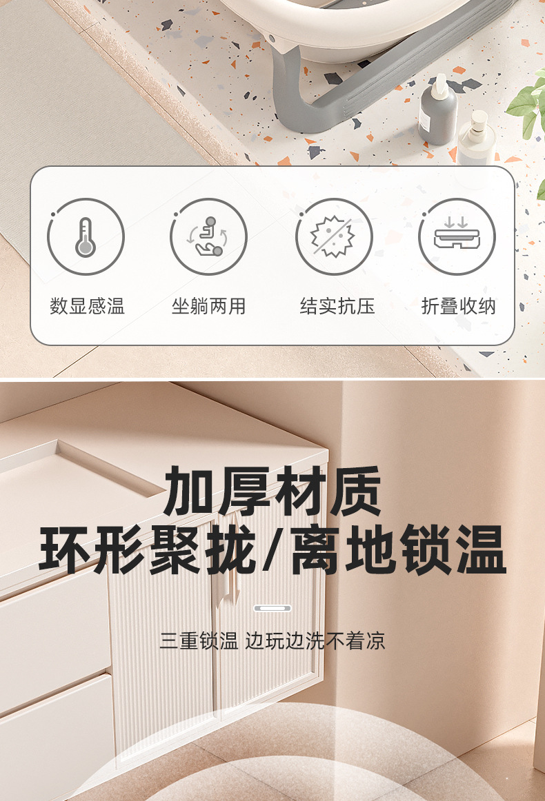 大号婴儿洗澡盆浴盆宝宝可折叠幼儿坐躺浴桶小孩家用新生儿童用品详情2