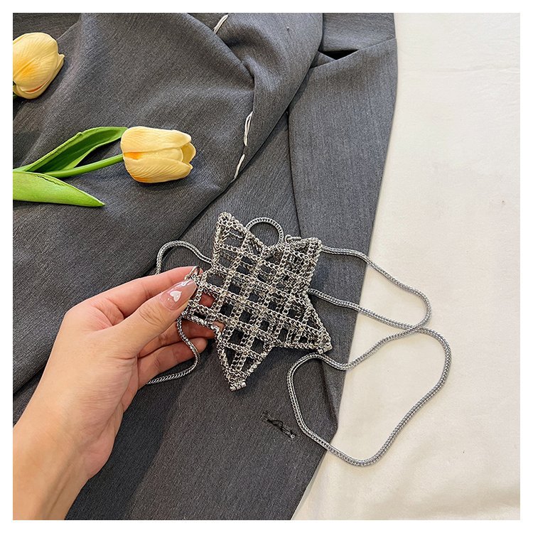跨境2024夏新款小香风镂空金属星星包晚宴包单肩斜挎气质链条女包详情21