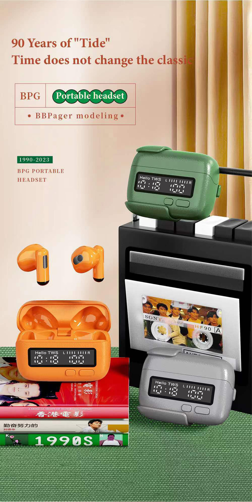 Traducción simultánea BPG portátil reducción de ruido inalámbricos auriculares bluetooth en el oído único retro personalizado tendencia digital reloj AI traducción fábrica al por mayor pic 2