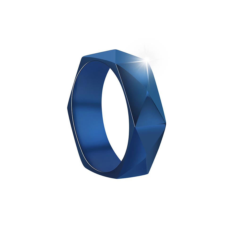 New Amazon cross-border titanium steel ring for men, 6mm diamond-shaped cut ring, simple geometric style ring pic 10