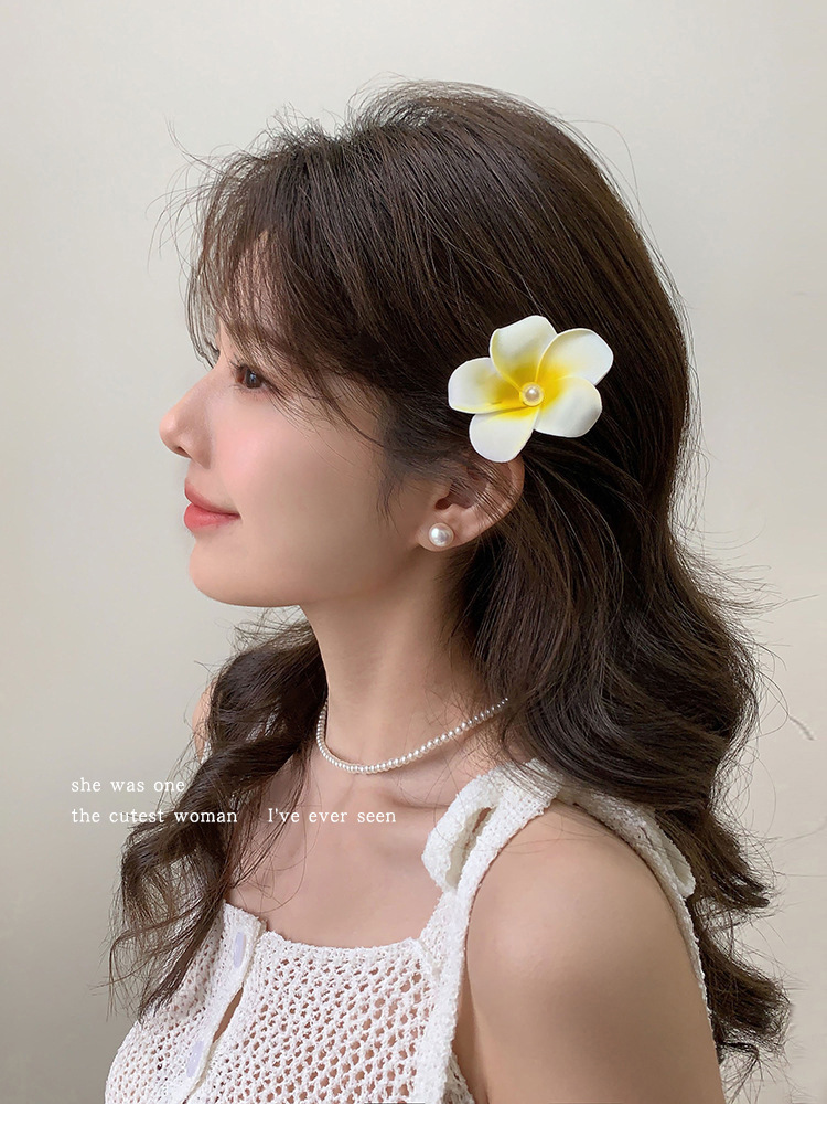 Super fairy-like frangipani headwear, summer seaside beach vacation photo clips, frangipani hairpins, Dai ethnic headwear pic 11