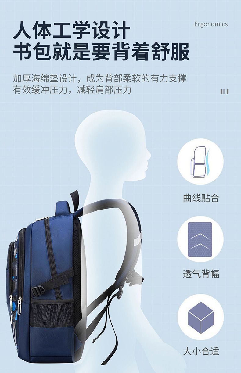 新款减负透气护脊小学生儿童书包男小学生书包批发书包学生书包详情15