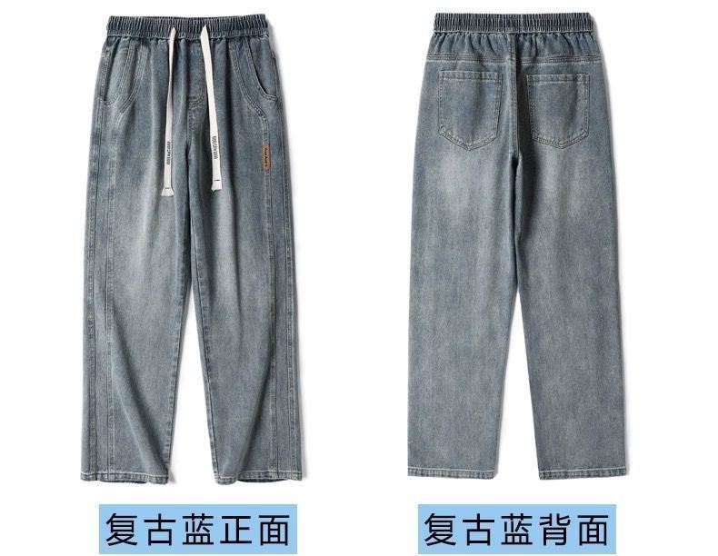 New loose straight-leg retro jeans for men in spring and autumn, wide-leg casual American workwear long pants for men pic 5