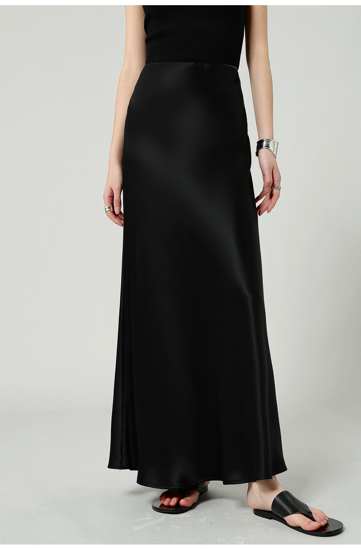 醋酸缎面丝光感柔软垂顺牛筋高腰长款半身裙女2025夏新款飘逸长裙详情27