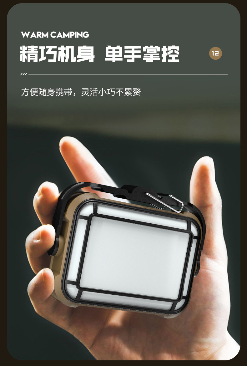 Cross-border new solar outdoor camping lighting tent lamp, rechargeable LED multi-functional magnetic work light pic 33