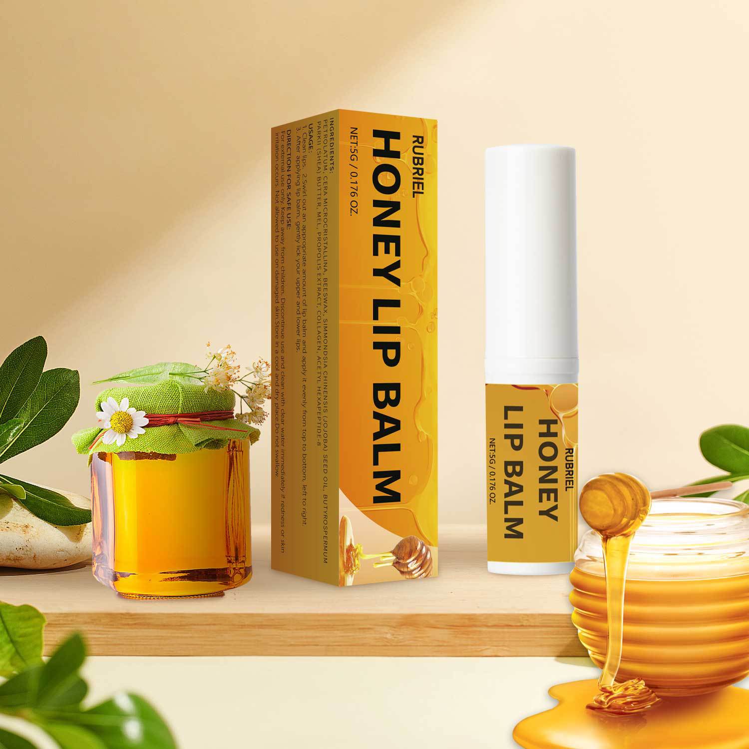Cross-border RUBRIEL Honey Lip Balm 5g Moisturizing Hydrating Honey Lip Balm pic 6