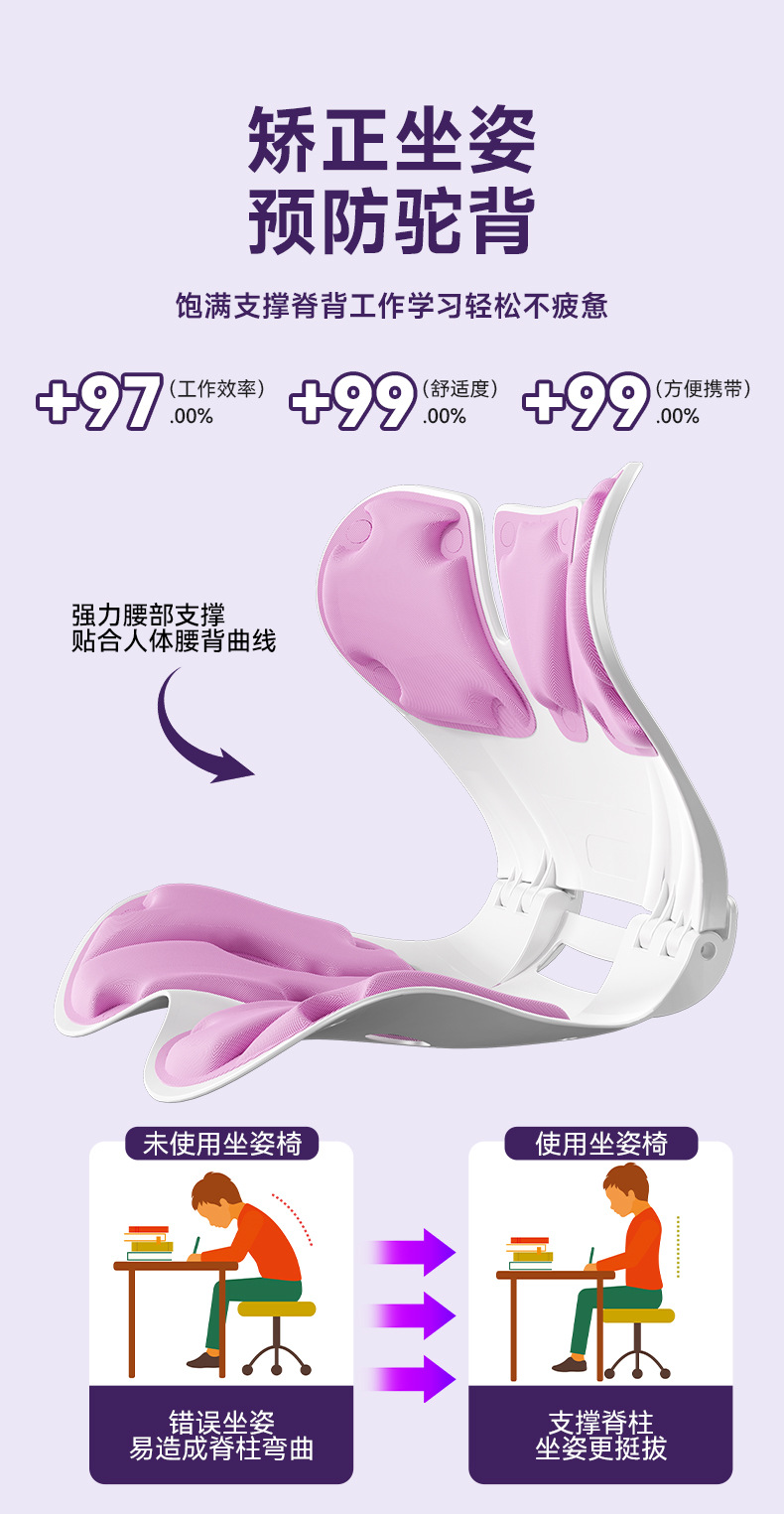 Foldable ergonomic lumbar support seat cushion high load-bearing backrest chair integrated office auxiliary lumbar support sitting chair pic 12