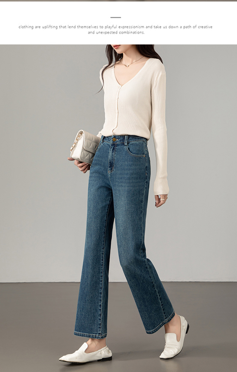 九分微喇叭牛仔裤女高腰2025秋季新款显瘦弹力时髦休闲百搭喇叭裤详情19