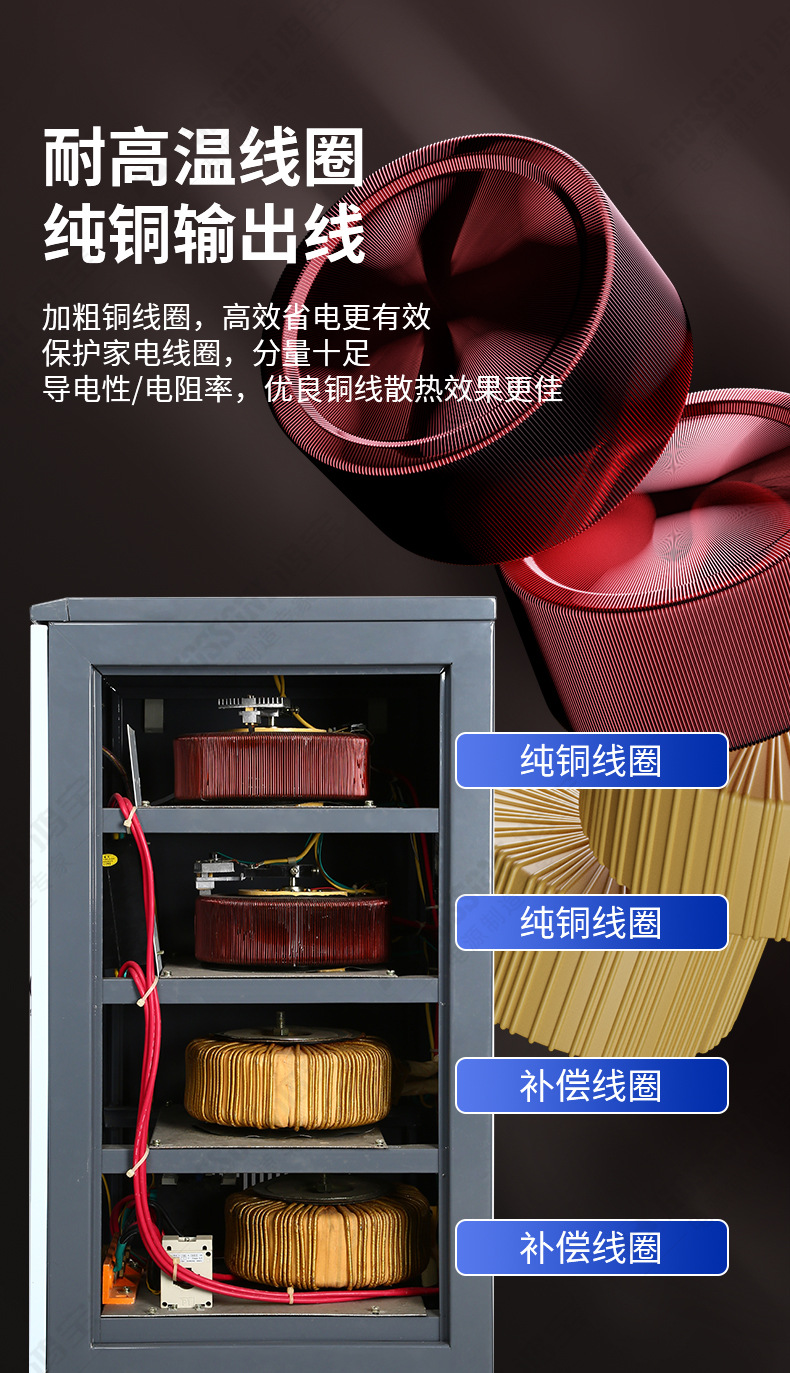 鸿宝TND全自动单相交流稳压器220V家用工业用大功率10K稳压电源详情13