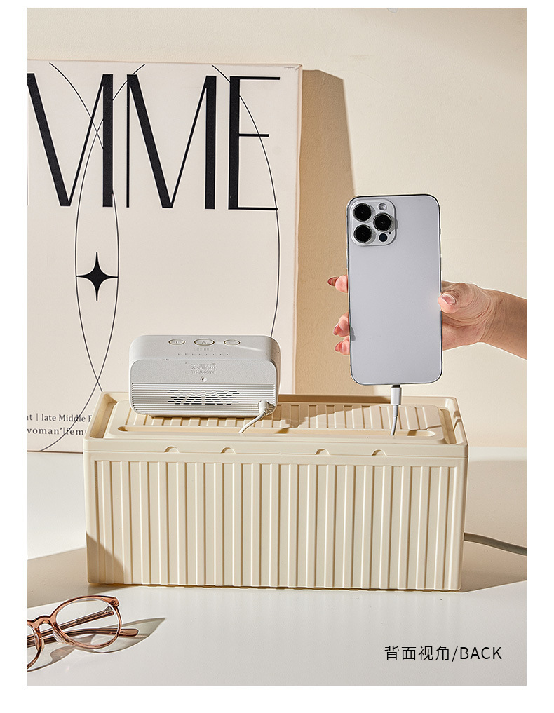 Industrial-style power strip socket storage box, power cord charger, hub box, office data cable, desktop organization box pic 4