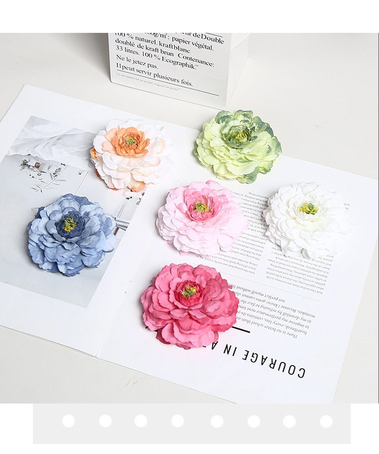 龙鲤牡丹仿真花头婚礼摄影绢花室内家居软装假花DIY簪花厂家批发详情8