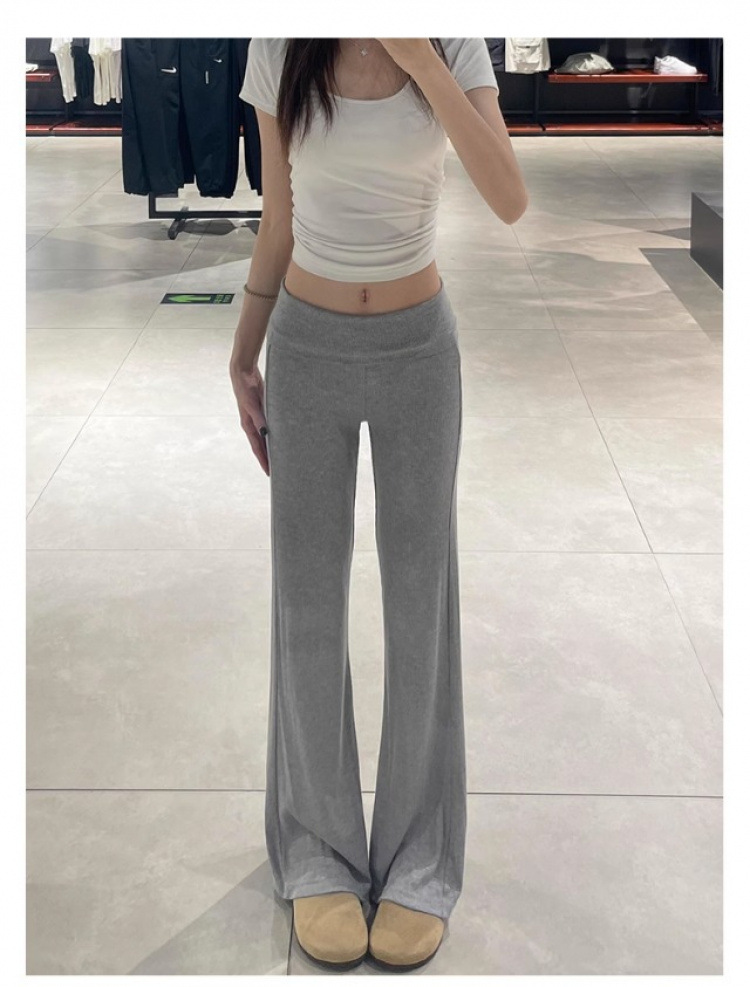 灰色翻腰微喇叭裤女夏季薄款垂感裸感云朵裤小个子显瘦休闲运动裤详情14