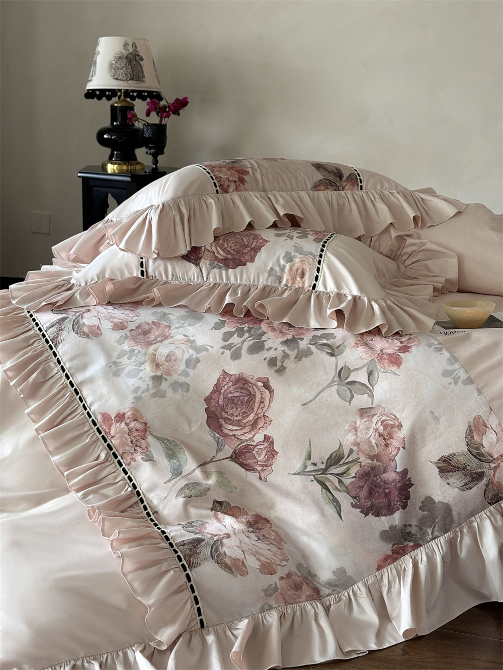 French-style romantic Australian cotton four-piece set, all-cotton rose digital printed quilt cover, soft bedding pic 8