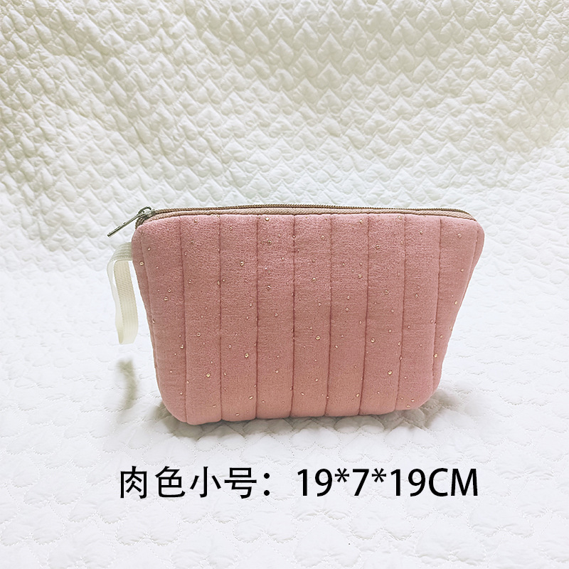 跨境新款两件套字母化妆包时尚清新收纳袋绗缝条纹洗漱包旅行包包详情17