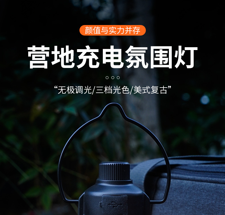 Cross-border outdoor camping lamp, led portable tent lamp, multi-functional charging portable camp lighting, horse lamp, camping lamp pic 1