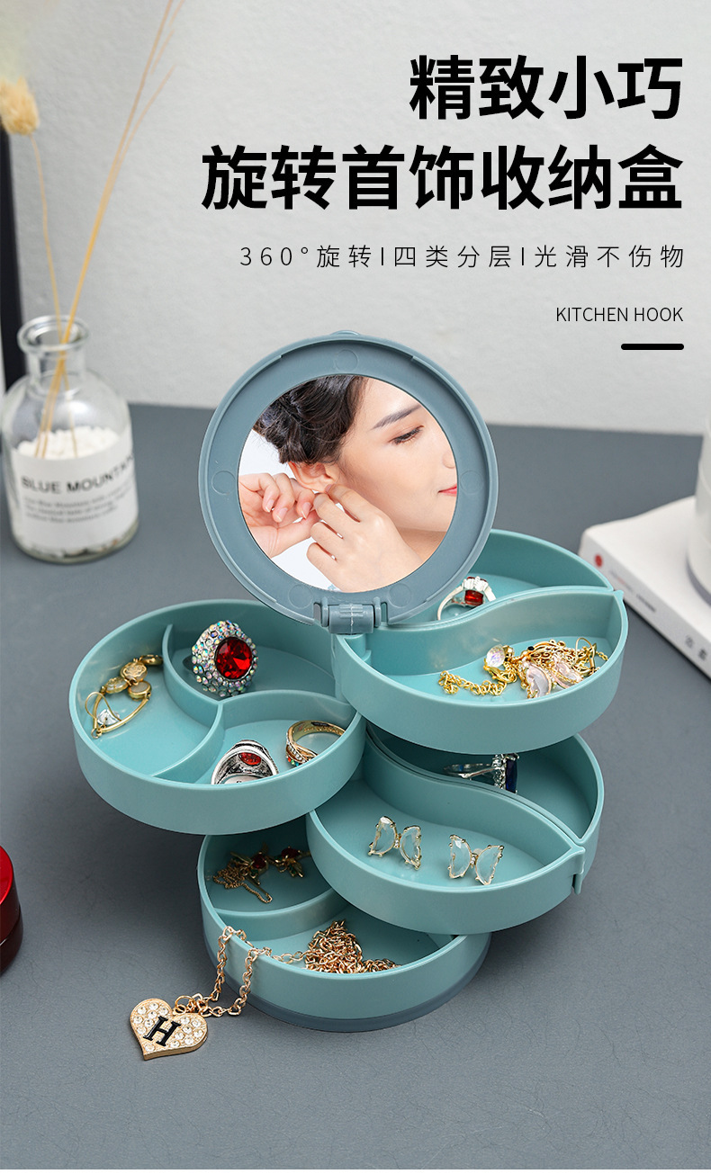 旋转耳钉耳环耳饰首饰收纳盒架小精致收拾饰品网红耳夹包多层盒子详情3