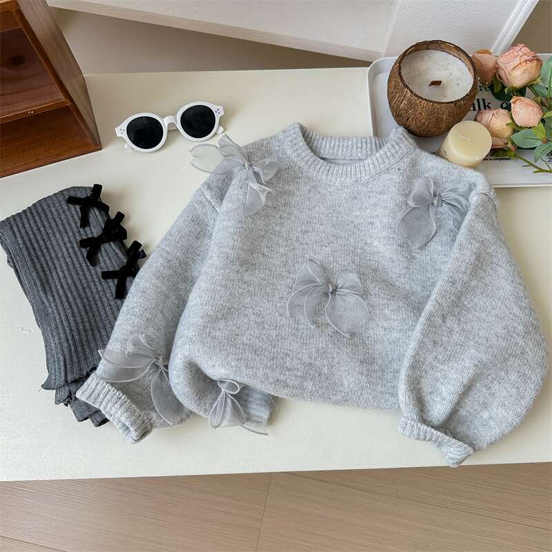 Estrella infantil redondo coreano suéter para niños primavera/otoño nuevo zoeong niña versión coreana moda niños arco jersey pic 22