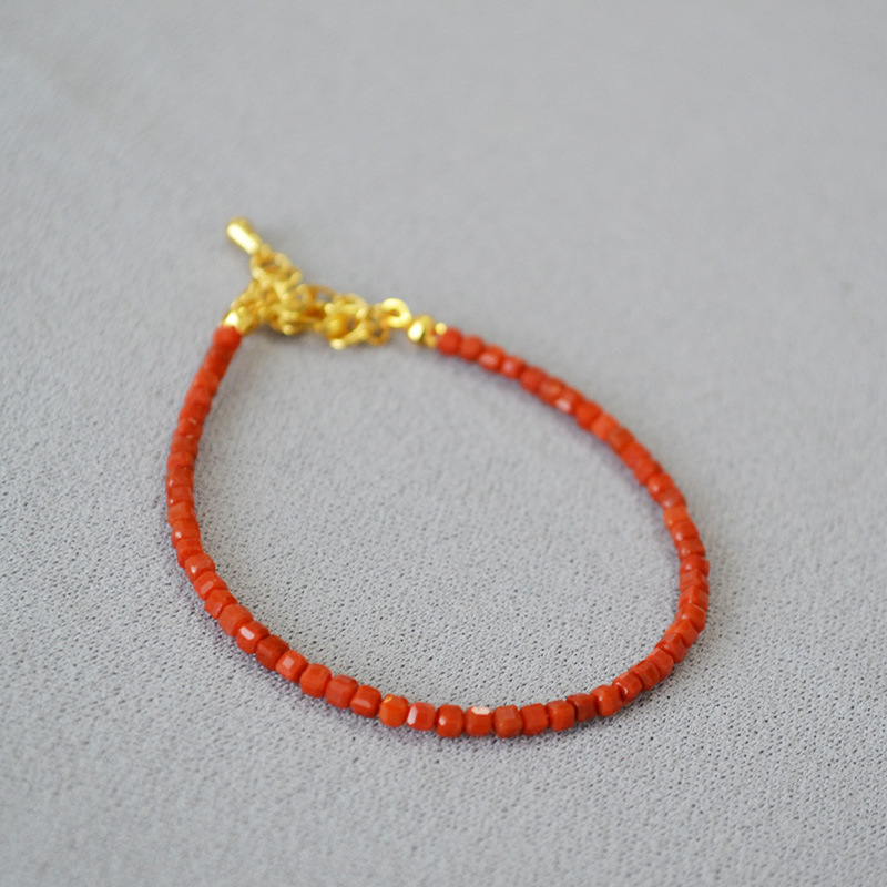 国潮新中式小众设计南红玛瑙切角方粒真石碎银子串珠简约项链手链详情14