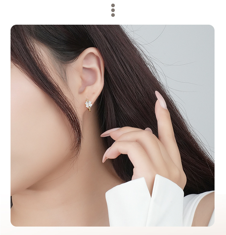 Damilla Four-leaf Clover Earrings s925 sterling silver elegant forest-themed fresh and delicate earrings with micro-inlaid zircon factory wholesale pic 9