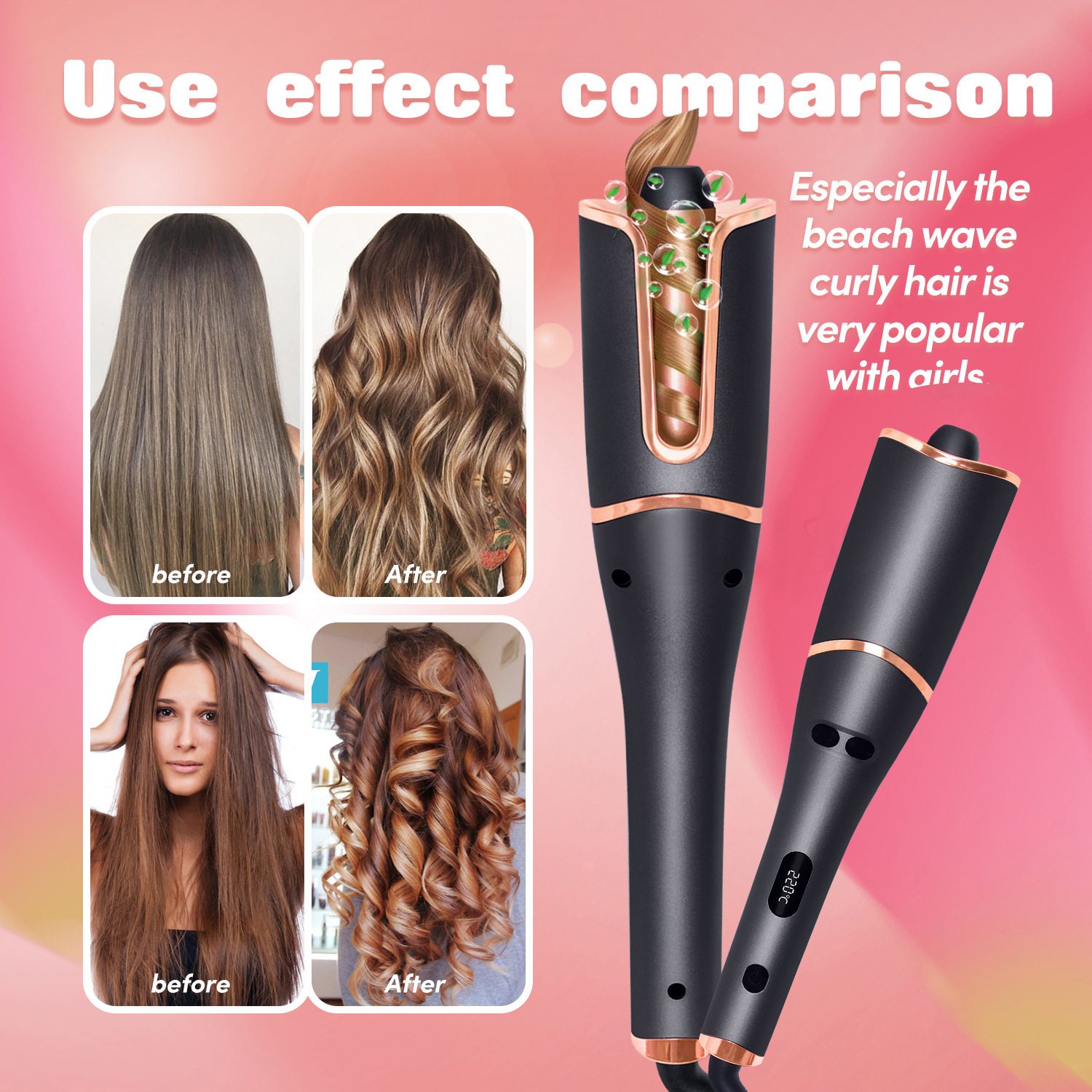 Cross-border lazy person curling iron, automatic curling without damaging hair, dry and wet dual-purpose rose curling, negative ion electric curling iron pic 3