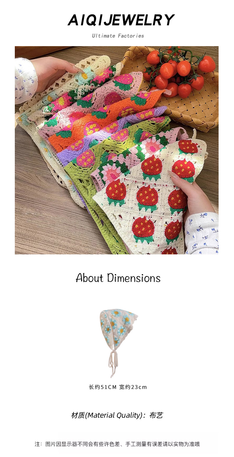 French retro knitted handmade lace triangular scarf, sweet and elegant artistic style headscarf, 2025 new style hair band pic 13