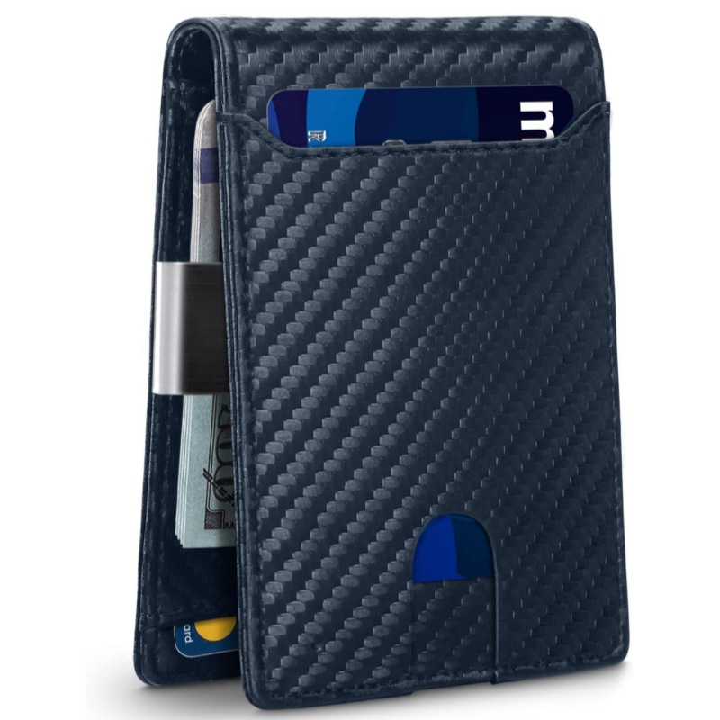 现货欧美碳纤维男士卡包简约皮夹钱包男翻盖二折超薄男士钱包跨境详情15