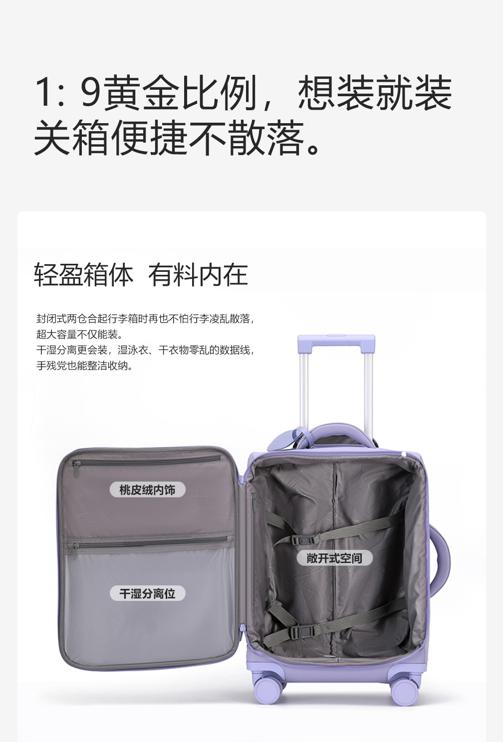 DTA luggage handle case for Women, 2024 New style carry-on suitcase, 20-inch ultra-light fabric bag, password travel case, 24 pic 7