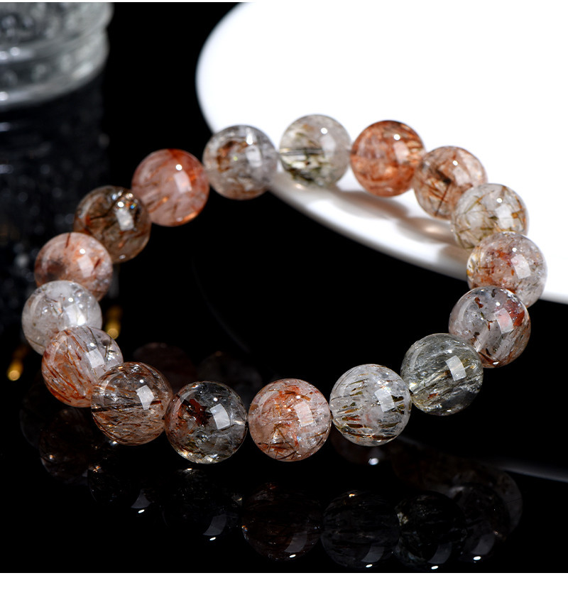 久雅水晶 天然黑金超七圈手链 黑色钛晶超七手链圆珠手串 批发详情17