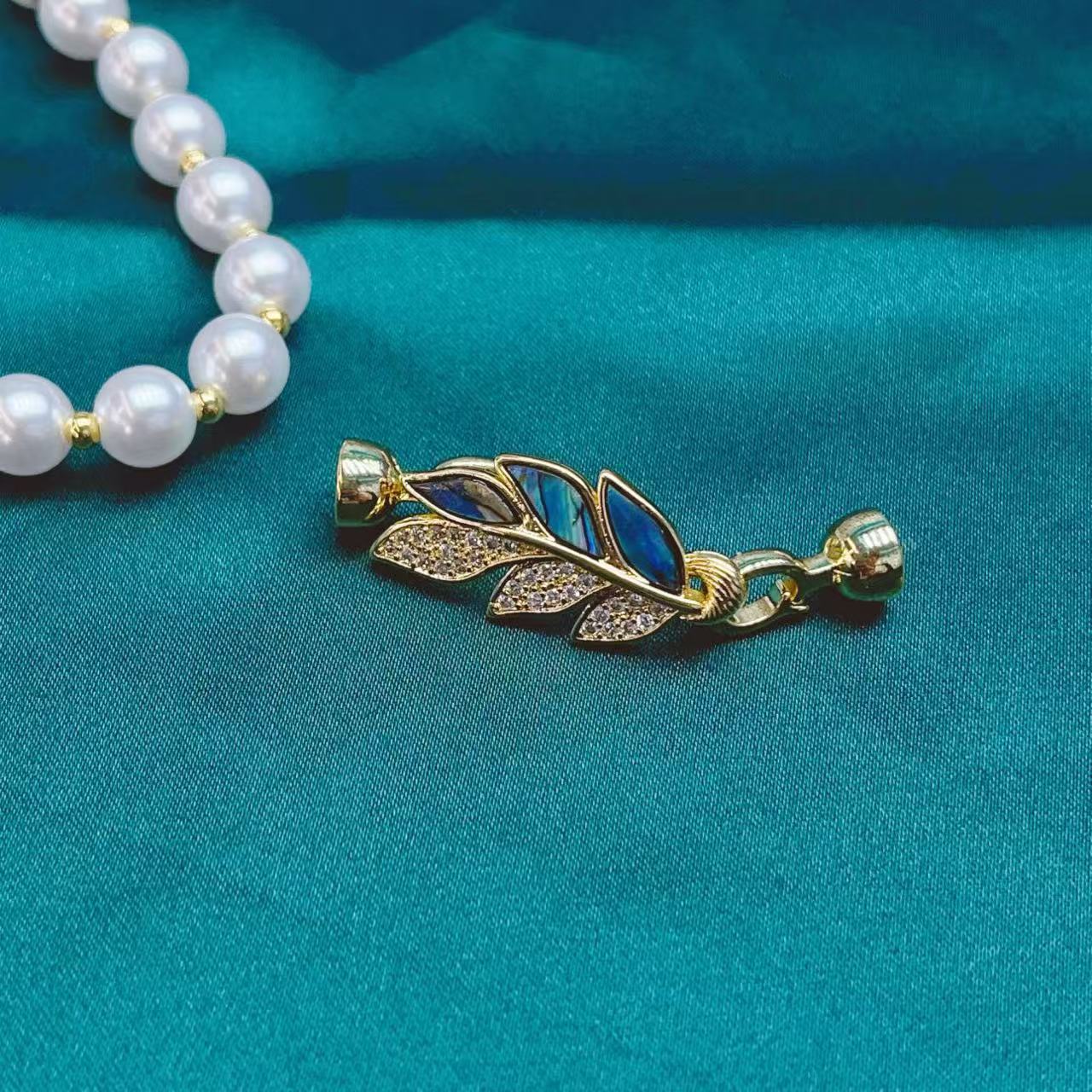 Copper-plated color-preserving DIY accessories, leaf-shaped buttons, pearl necklaces, bracelets, handcrafted beaded ending and connecting buckle accessories pic 6