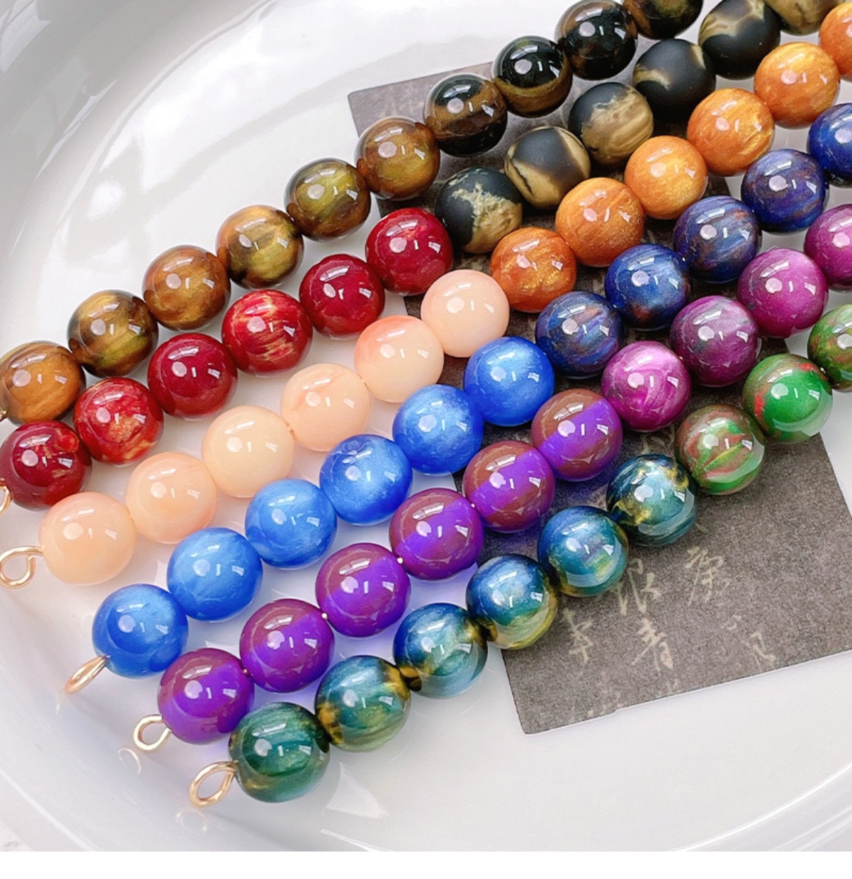 Dreamy starry sky flowing light resin beads, resin beads diy handcrafted ancient-style bracelet and string accessory materials pic 5