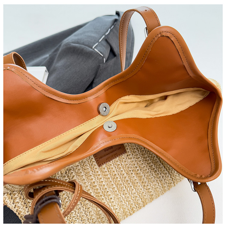 Large-capacity tote bag for women, 2025 new style hand-woven straw bag, commuting, seaside vacation, beach single-shoulder bag, national trend bag pic 27