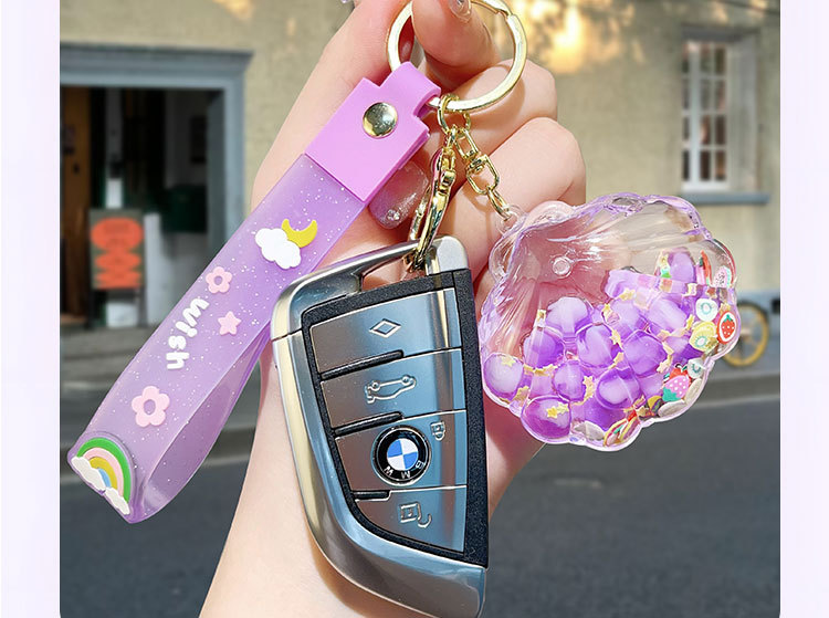 入油流沙贝壳钥匙扣包包挂件汽车钥匙链挂饰精品摆摊礼品饰品批发详情9