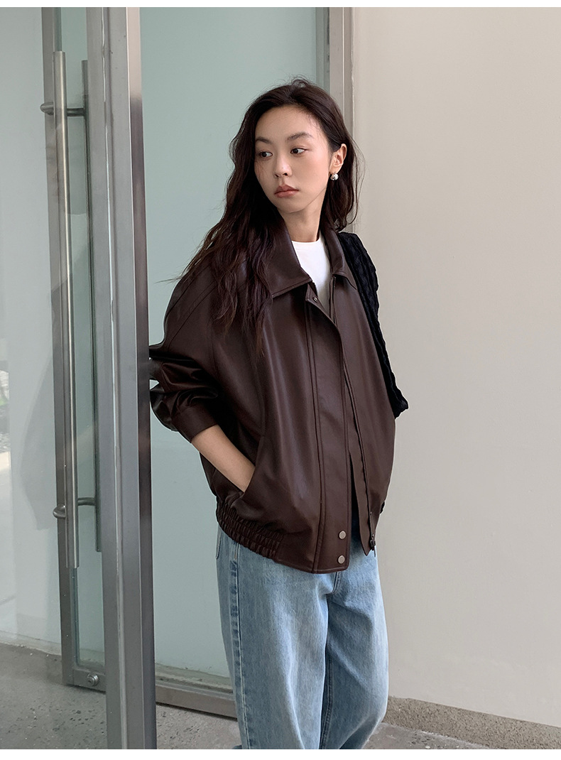 THE MIND高级感PU皮衣夹克2025秋新款韩版时尚小个子外套女A9079详情17