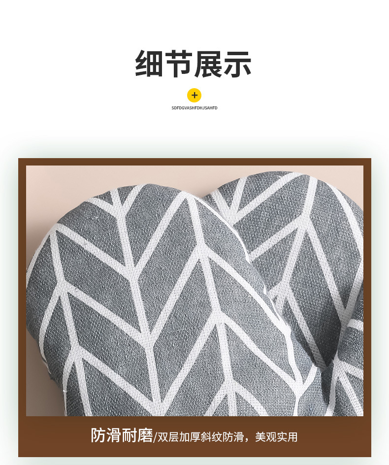 Kitchen microwave heat-resistant gloves, thickened checkered anti-scald and heat-resistant gloves, high-temperature resistant baking cotton and linen oven gloves pic 18