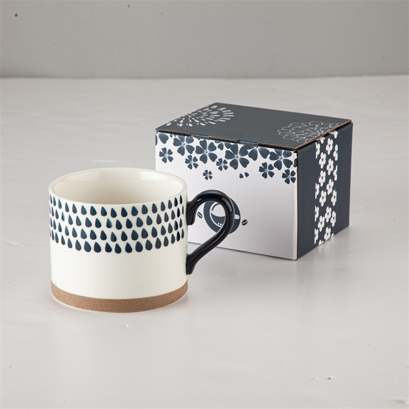 Japanese ceramic coffee cups, rough earthenware cups, hand-painted underglaze colors, large-capacity drinking cups, color box mugs as souvenirs pic 6