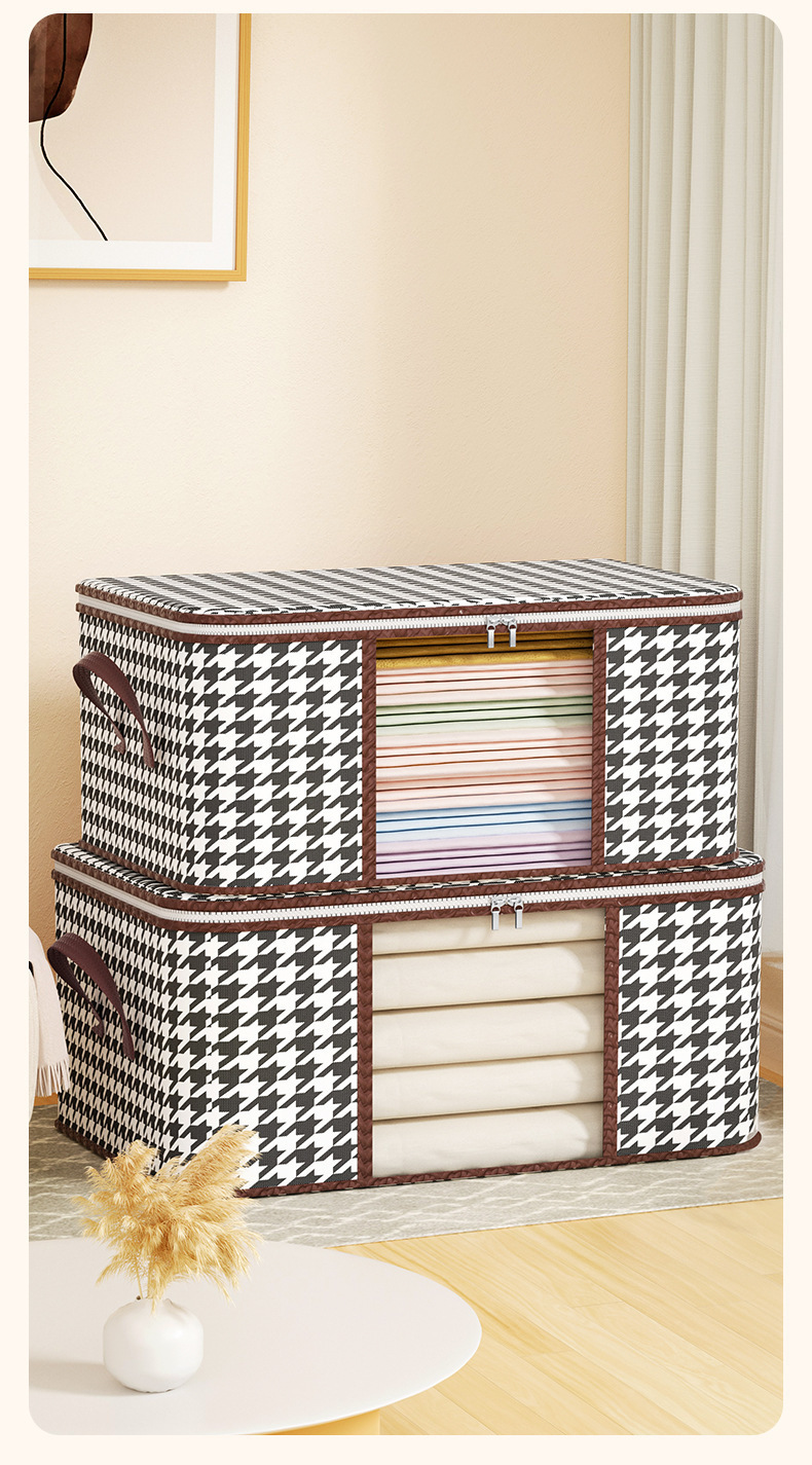Thousand-bird grid storage bags, non-woven fabric clothing dust-proof organization boxes, multi-functional storage and moving bags, cotton quilt storage boxes pic 13