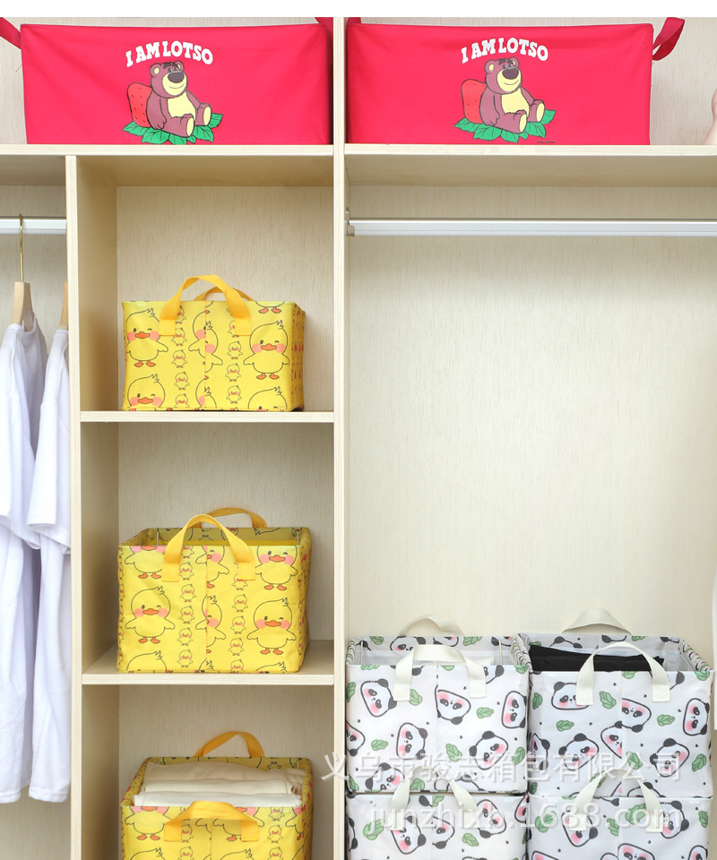 Strawberry Bear storage basket, washable thickened steel frame, clothes storage box, household items, seasonal wardrobe, 27L storage capacity pic 12