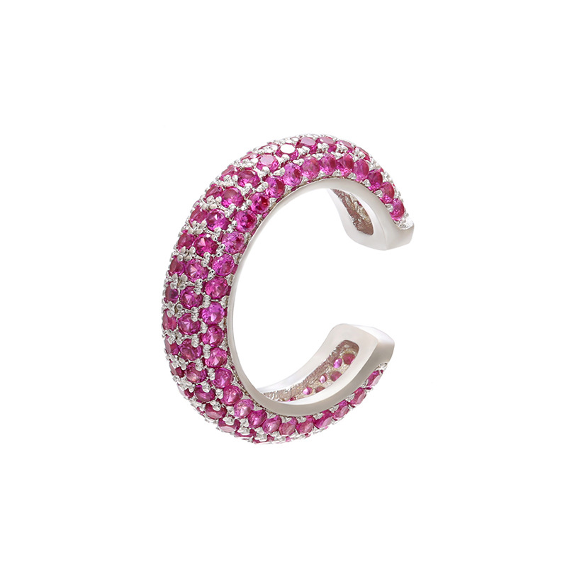 Beaded buckle jewelry, micro-inlaid color diamond ear bone clip, color zirconium simple style ear clip earrings, copper 18K gold-plated VE131 pic 13