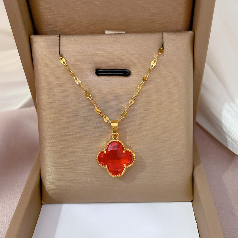 【钛钢】幸运项链女铜微镶真金电镀简洁Ins网红精致锁骨链脖链详情36